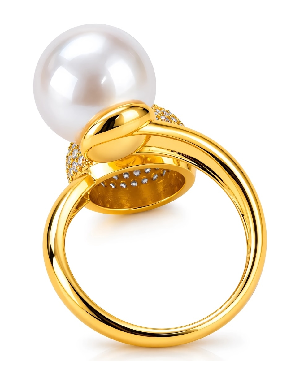 Anillo alba de aleación de metal zirconia baño de oro 6
