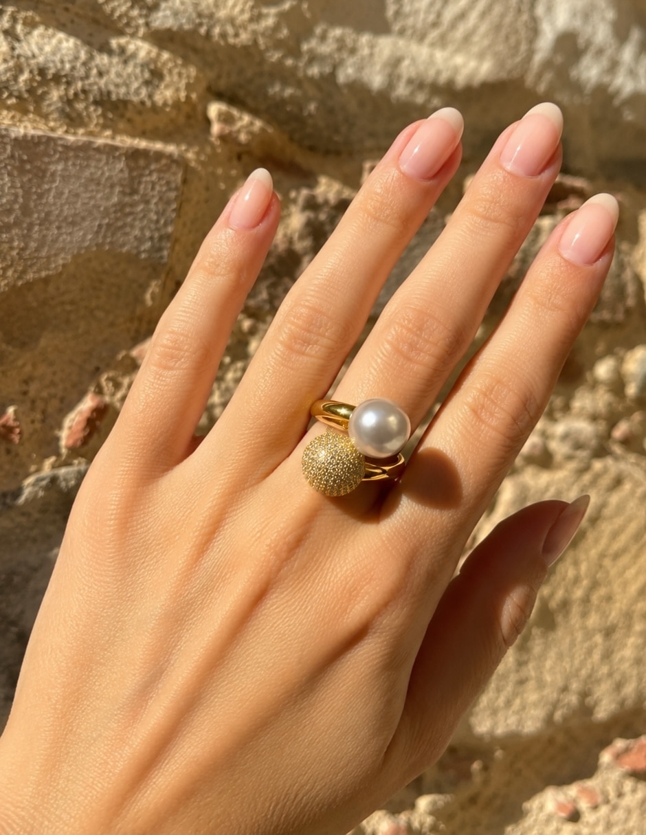 Anillo alba de aleación de metal zirconia baño de oro 8