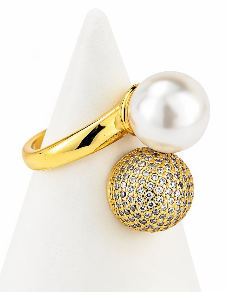 Anillo alba de aleación de metal zirconia baño de oro 9