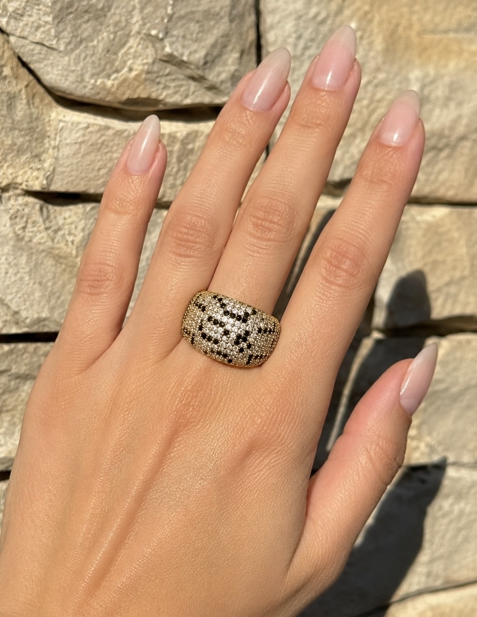 Anillo zafira de aleación de metal zirconia baño de oro 3