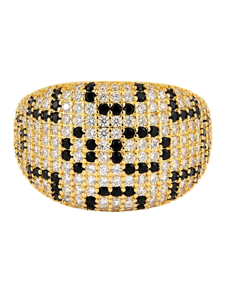 Anillo zafira de aleación de metal zirconia baño de oro 4
