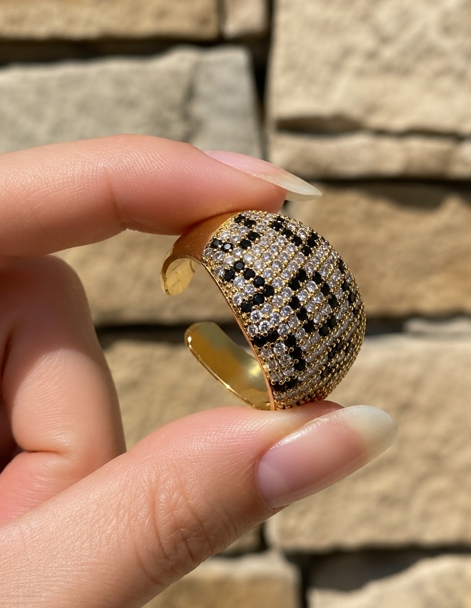 Anillo zafira de aleación de metal zirconia baño de oro 5