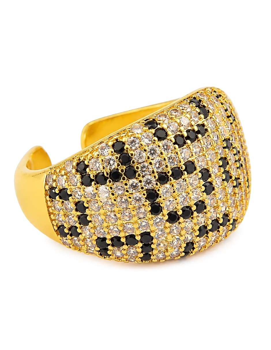 Anillo zafira de aleación de metal zirconia baño de oro 8