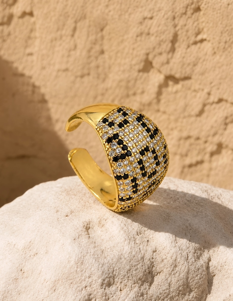 Anillo zafira de aleación de metal zirconia baño de oro 9