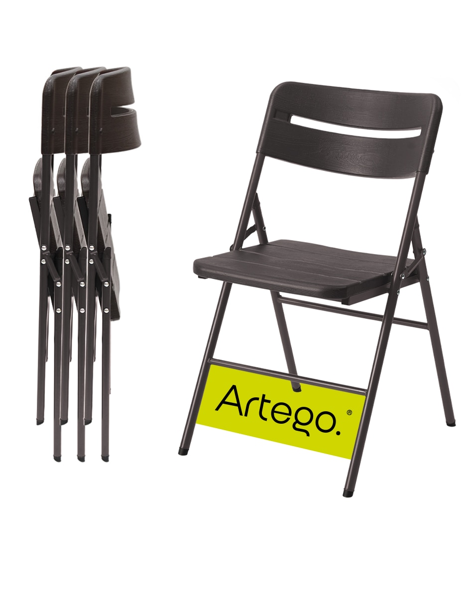 Sillas plegable acabado tipo madera folding chair de plástico y metal 1