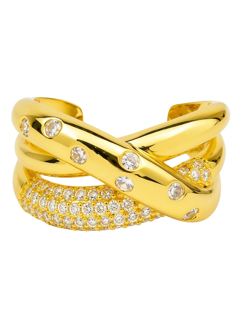 Anillo nebula de aleación de metal zirconia baño de oro