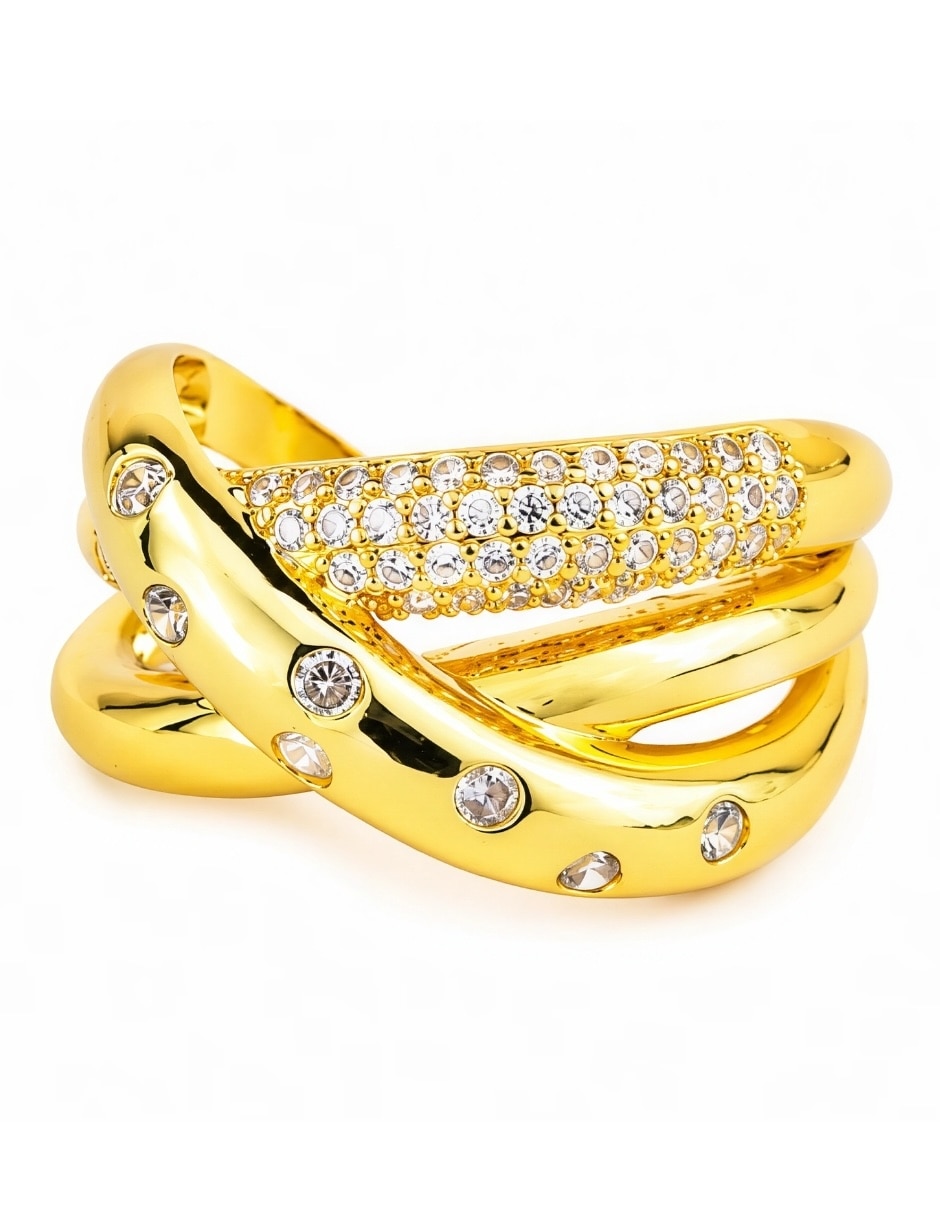 Anillo nebula de aleación de metal zirconia baño de oro 3