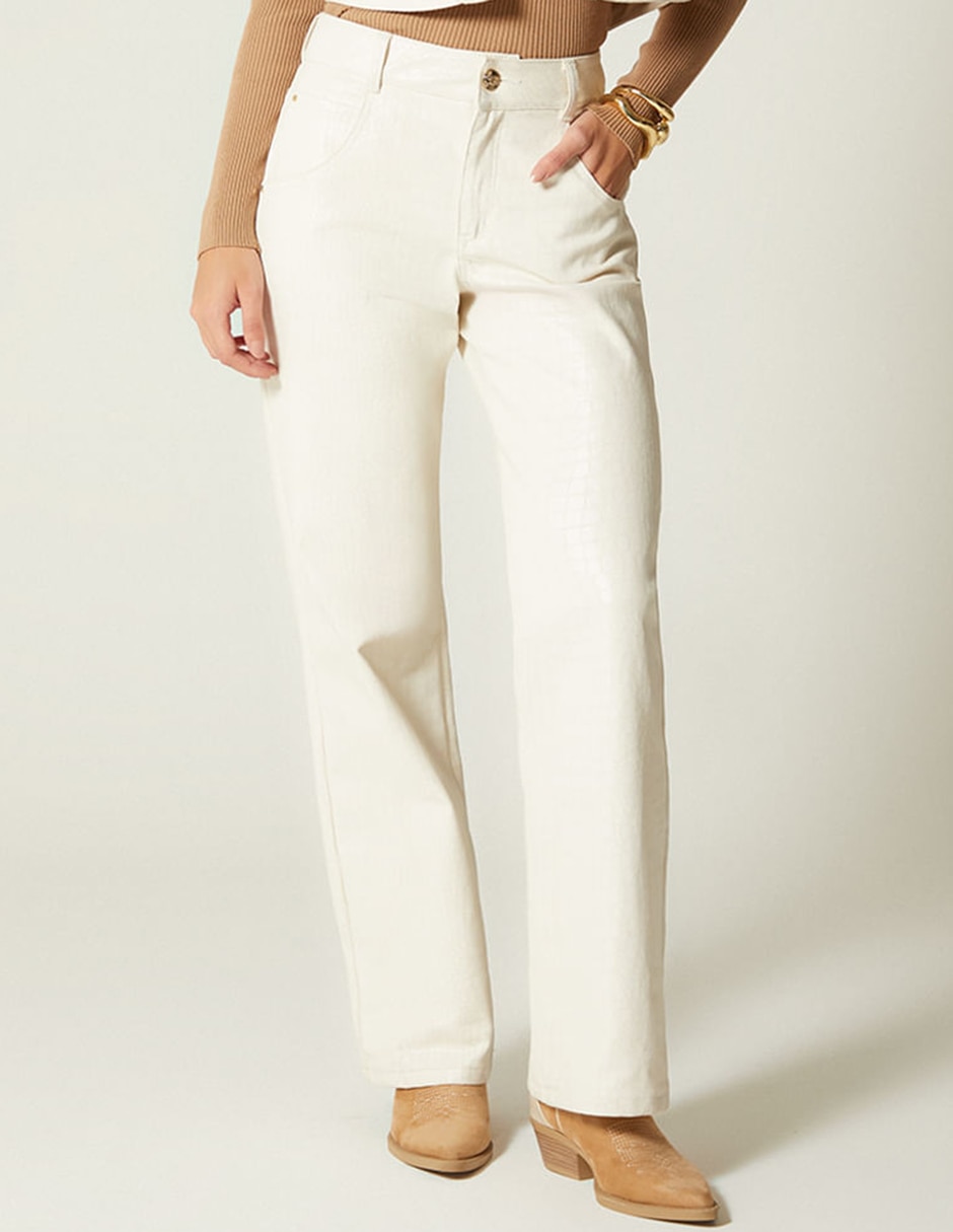 Jeans regular bota cintura studio f indigo piton natural denim croco para mujer