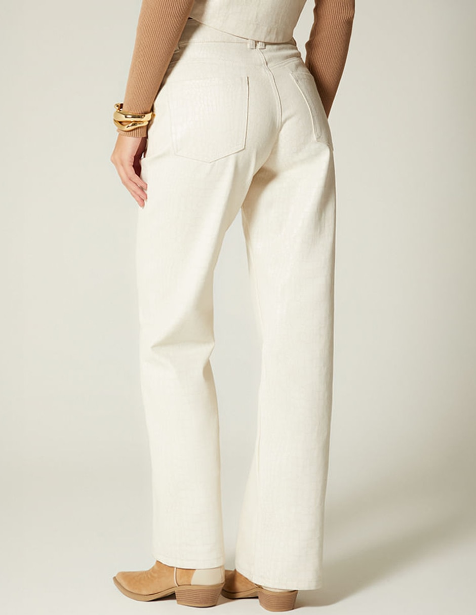Jeans regular bota cintura studio f indigo piton natural denim croco para mujer