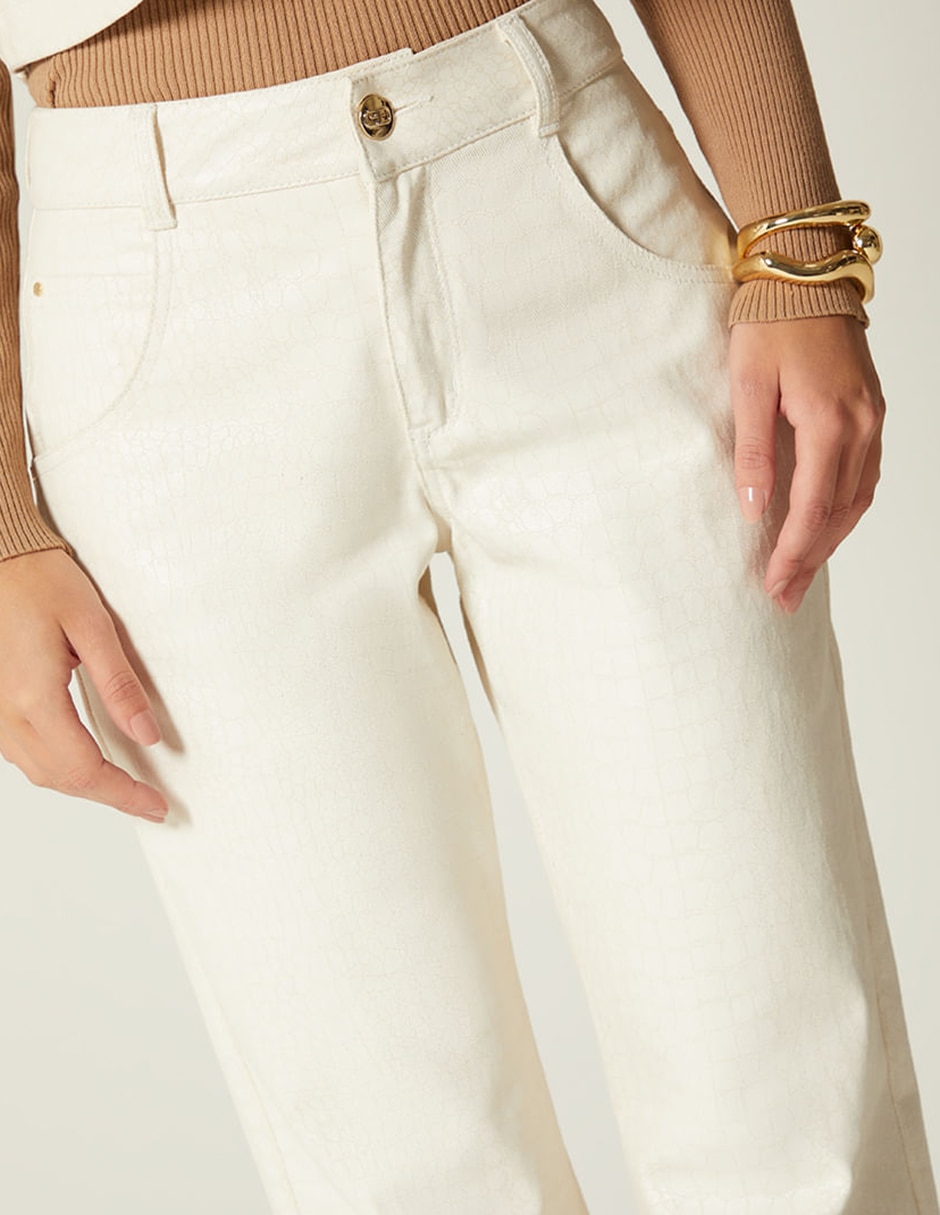 Jeans regular bota cintura studio f indigo piton natural denim croco para mujer