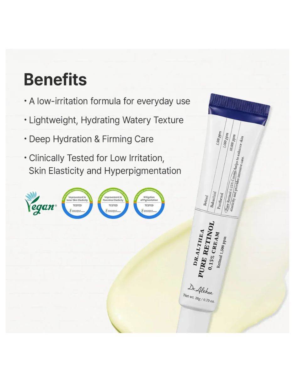 Crema para facial recomendada para prevenir signos de la edad de noche dr.althea pure retinol 0.15% cream para todo tipo de piel 2