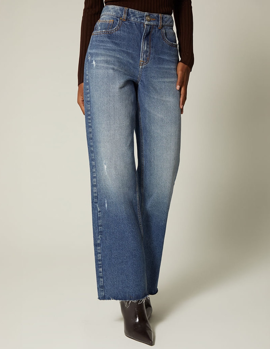 Jeans regular bota cintura studio f indigo cusco para mujer