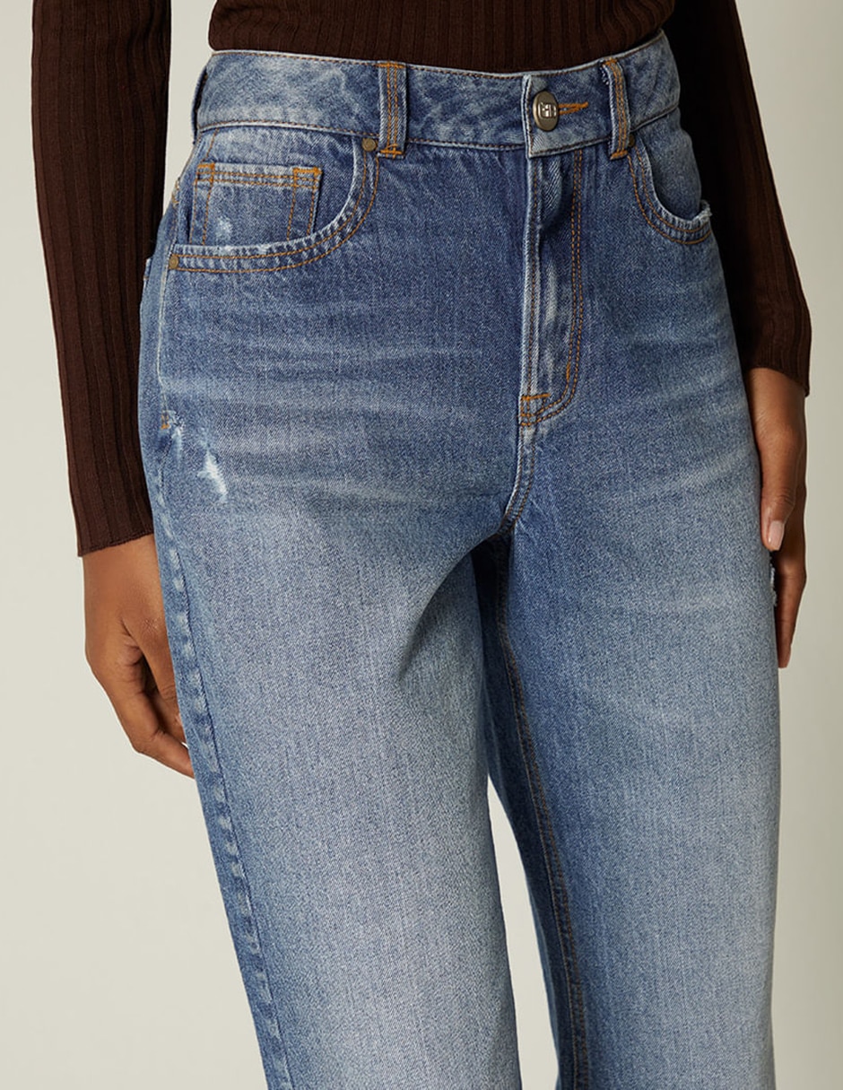 Jeans regular bota cintura studio f indigo cusco para mujer