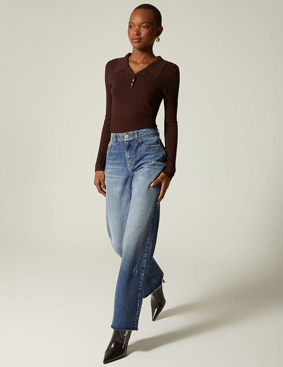 Jeans regular bota cintura studio f indigo cusco para mujer