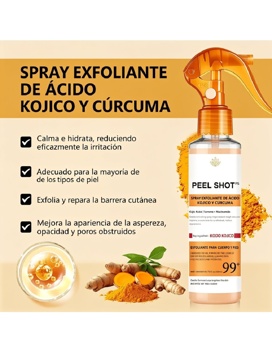 Limpiador exfoliante exfoliante con cúrcuma y ácido kojico 200ml para piel 3