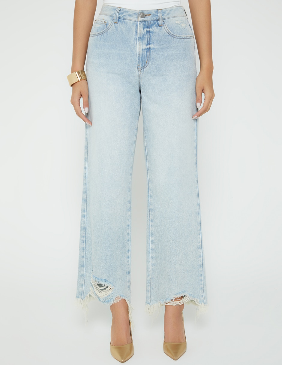 Jeans regular bota cintura studio f indigo cusco destroyer para mujer