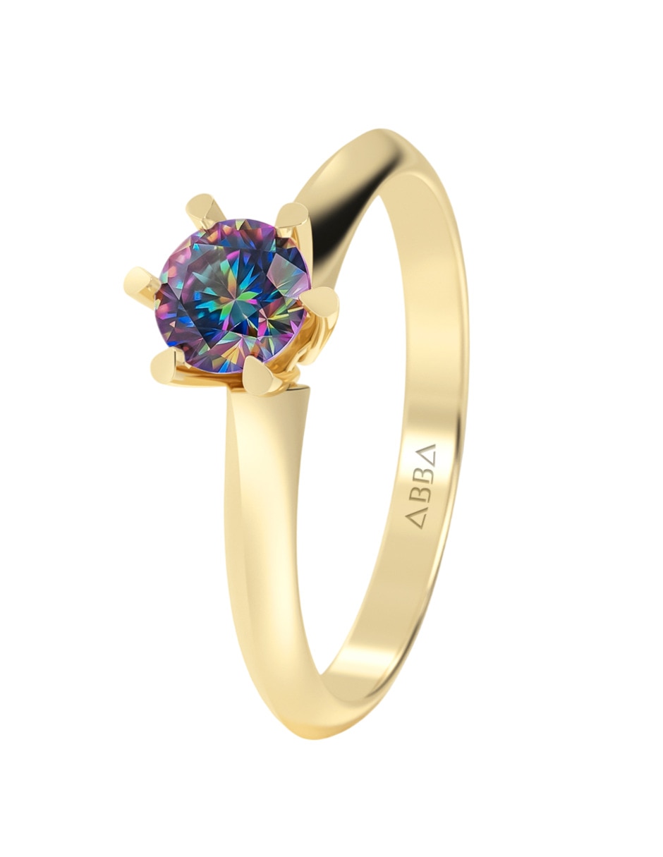 Anillo de compromiso de oro 10 k abba joyas zirconia