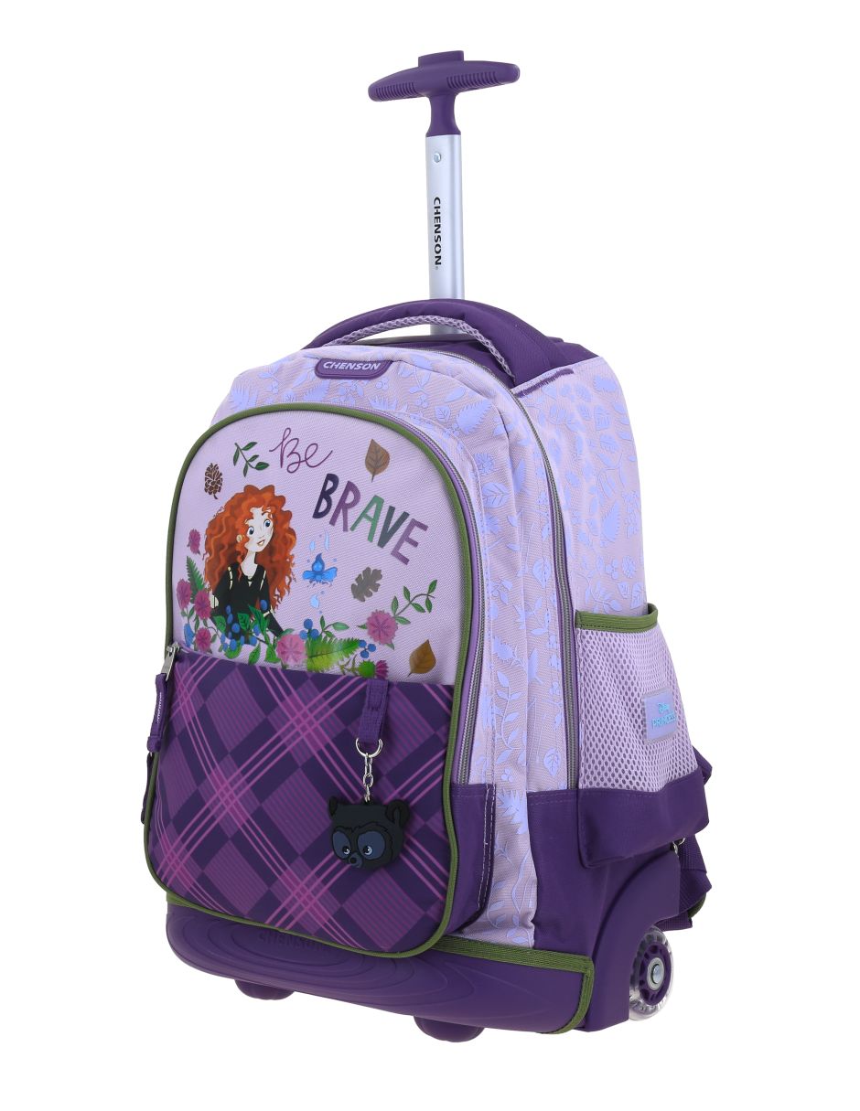 Mochila con ruedas escolar princesas disney valiente para niña 8