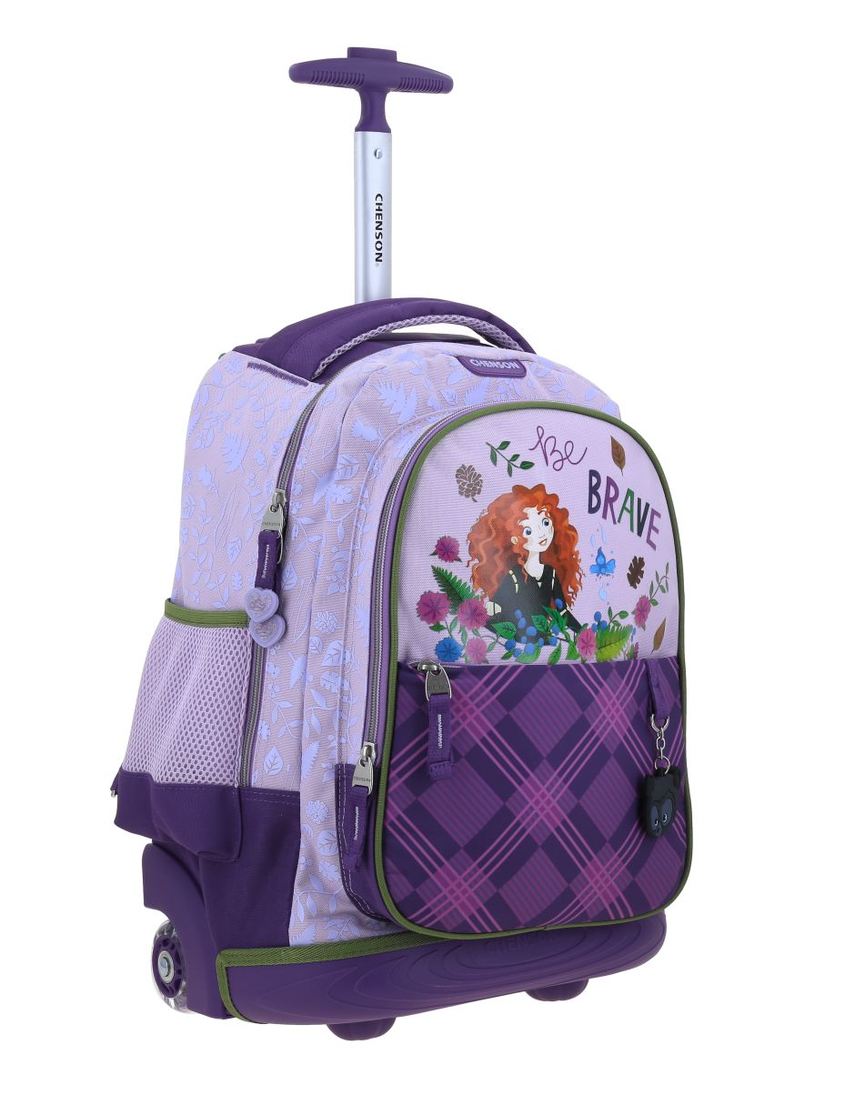 Mochila con ruedas escolar princesas disney valiente para niña 9