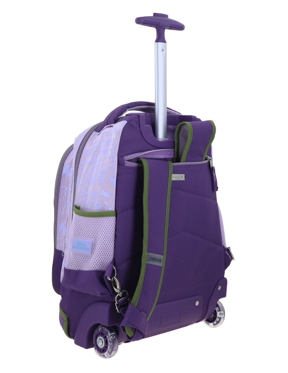 Mochila con ruedas escolar princesas disney valiente para niña