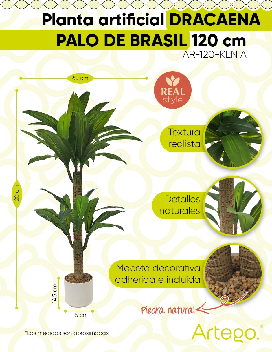 Planta palo de brasil artificial kenia real style dracaena 9