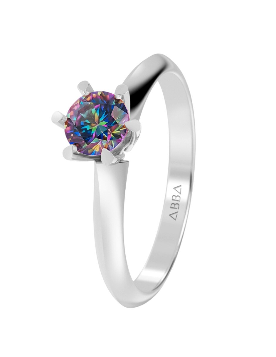 Anillo de compromiso de oro 10 k zirconia 3
