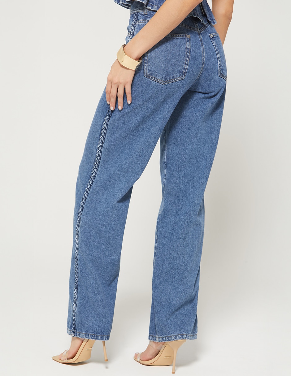 Jeans regular bota cintura studio f indigo lima spring braid denim para mujer