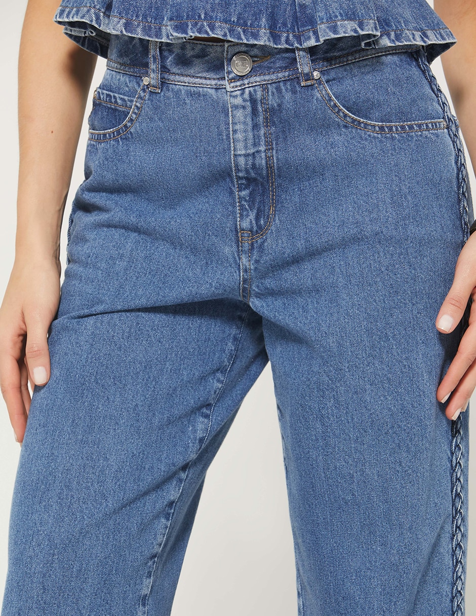 Jeans regular bota cintura studio f indigo lima spring braid denim para mujer