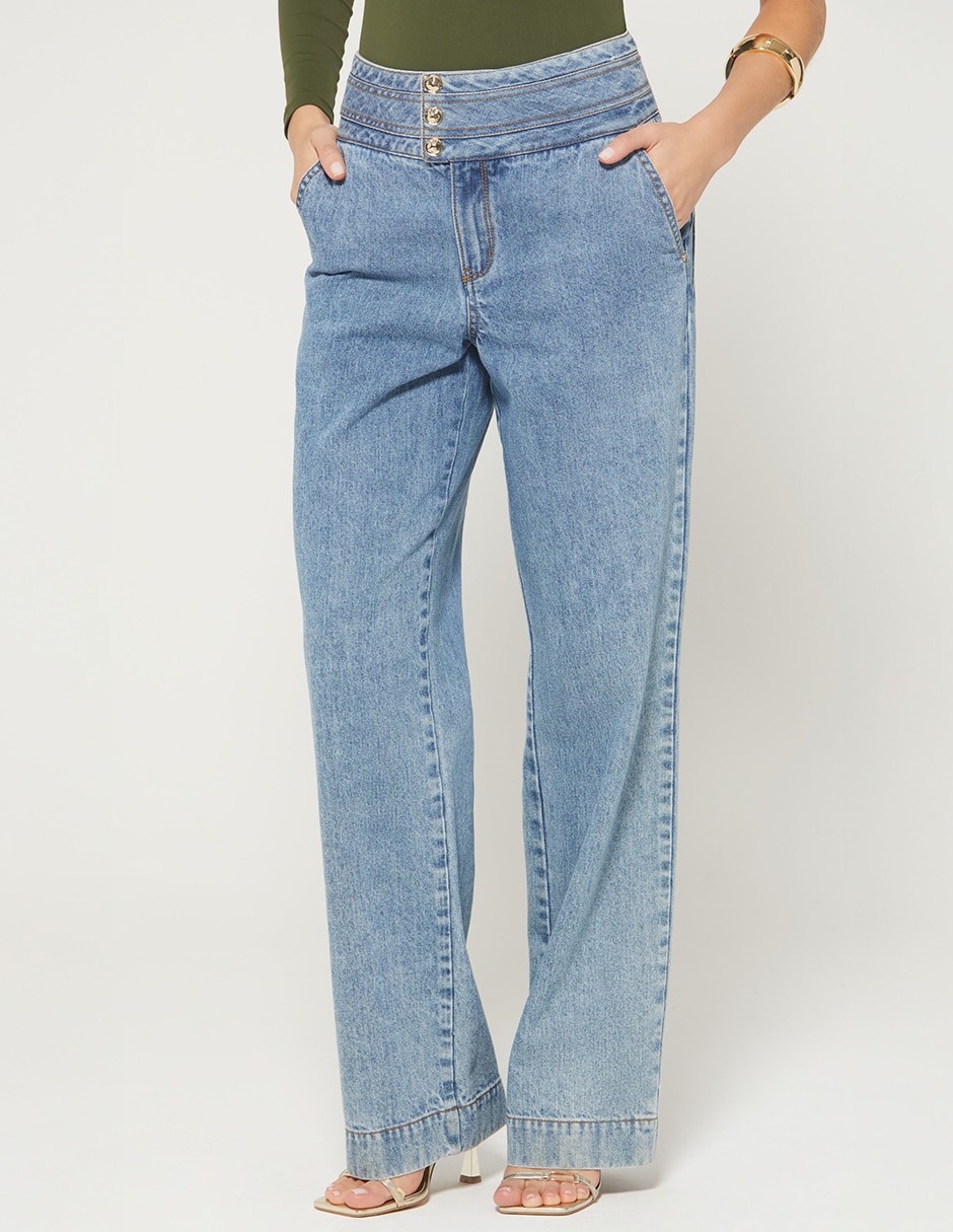 Jeans regular bota cintura studio f indigo lima denim florencia para mujer