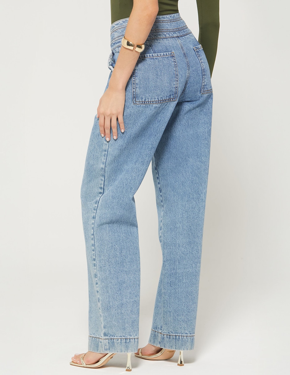 Jeans regular bota cintura studio f indigo lima denim florencia para mujer