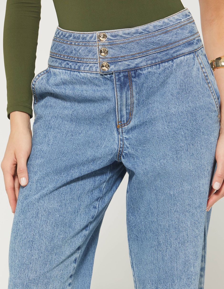 Jeans regular bota cintura studio f indigo lima denim florencia para mujer