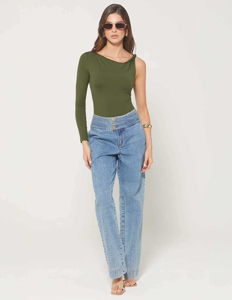 Jeans regular bota cintura studio f indigo lima denim florencia para mujer
