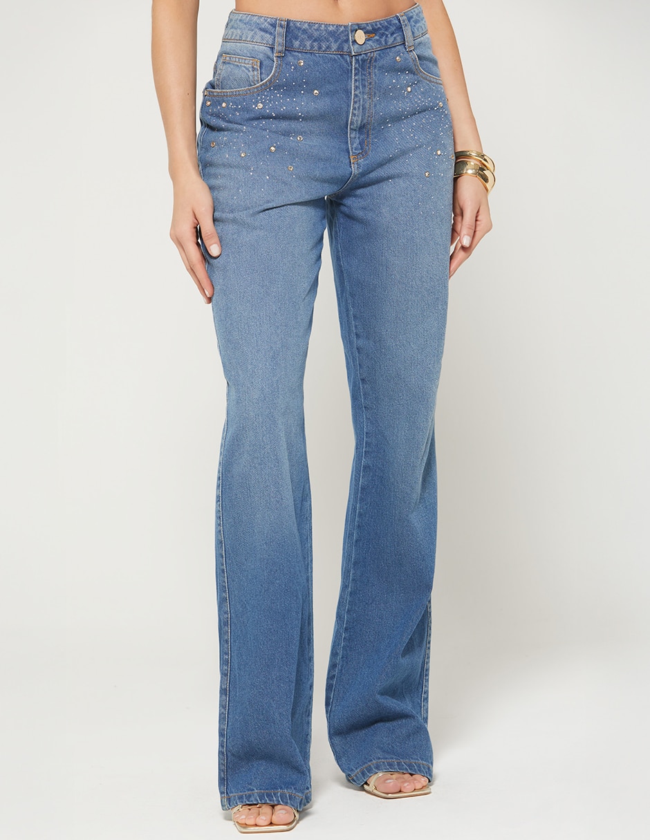 Jeans regular bota cintura studio f luxury summer denim para mujer