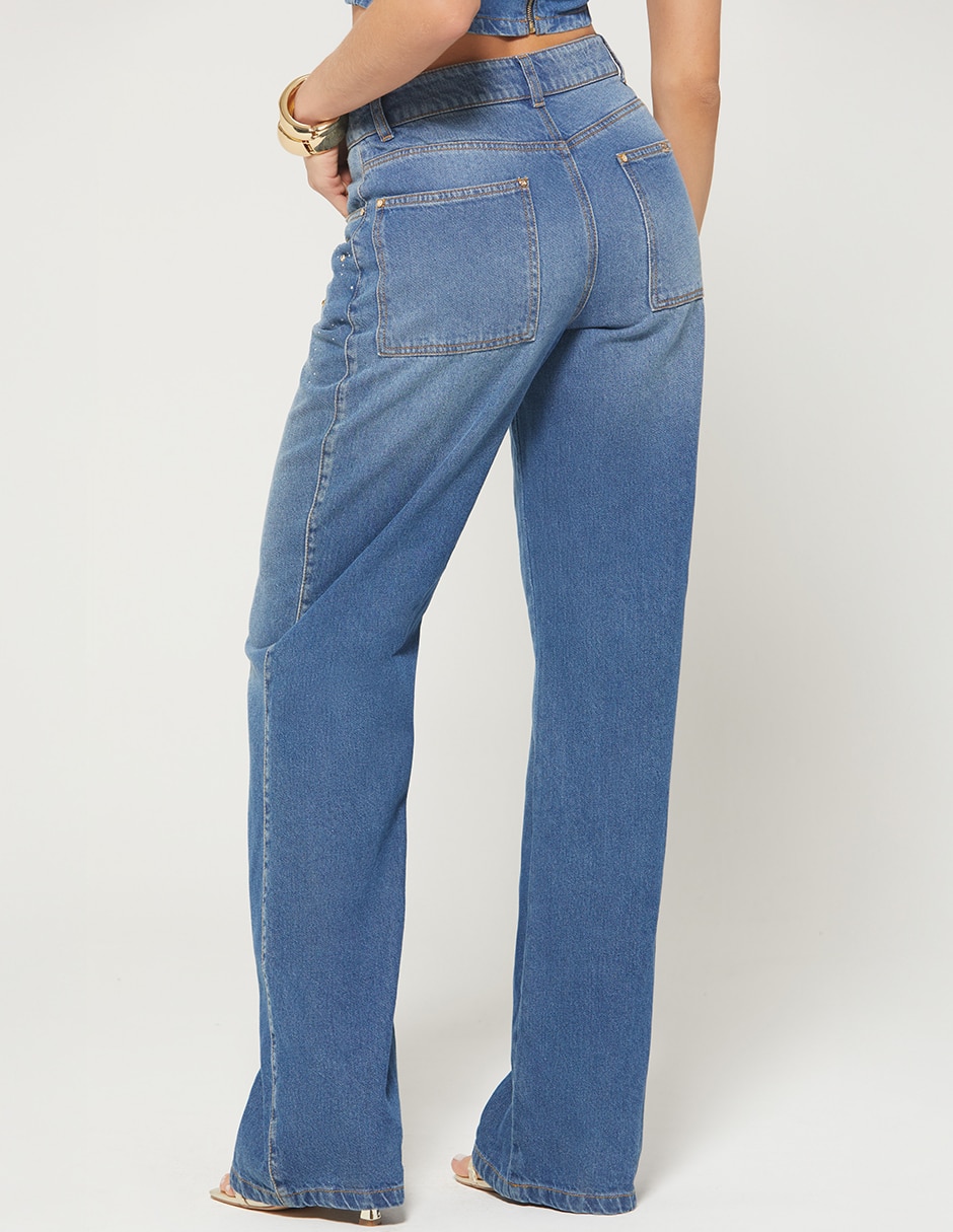 Jeans regular bota cintura studio f luxury summer denim para mujer