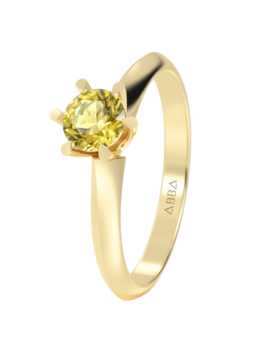Anillo de compromiso de oro 14 k abba joyas zirconia