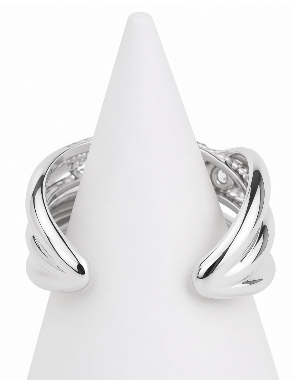 Anillo nebula de aleación de metal zirconia baño de rodio 6
