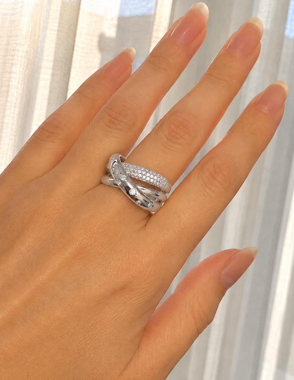 Anillo nebula de aleación de metal zirconia baño de rodio 7
