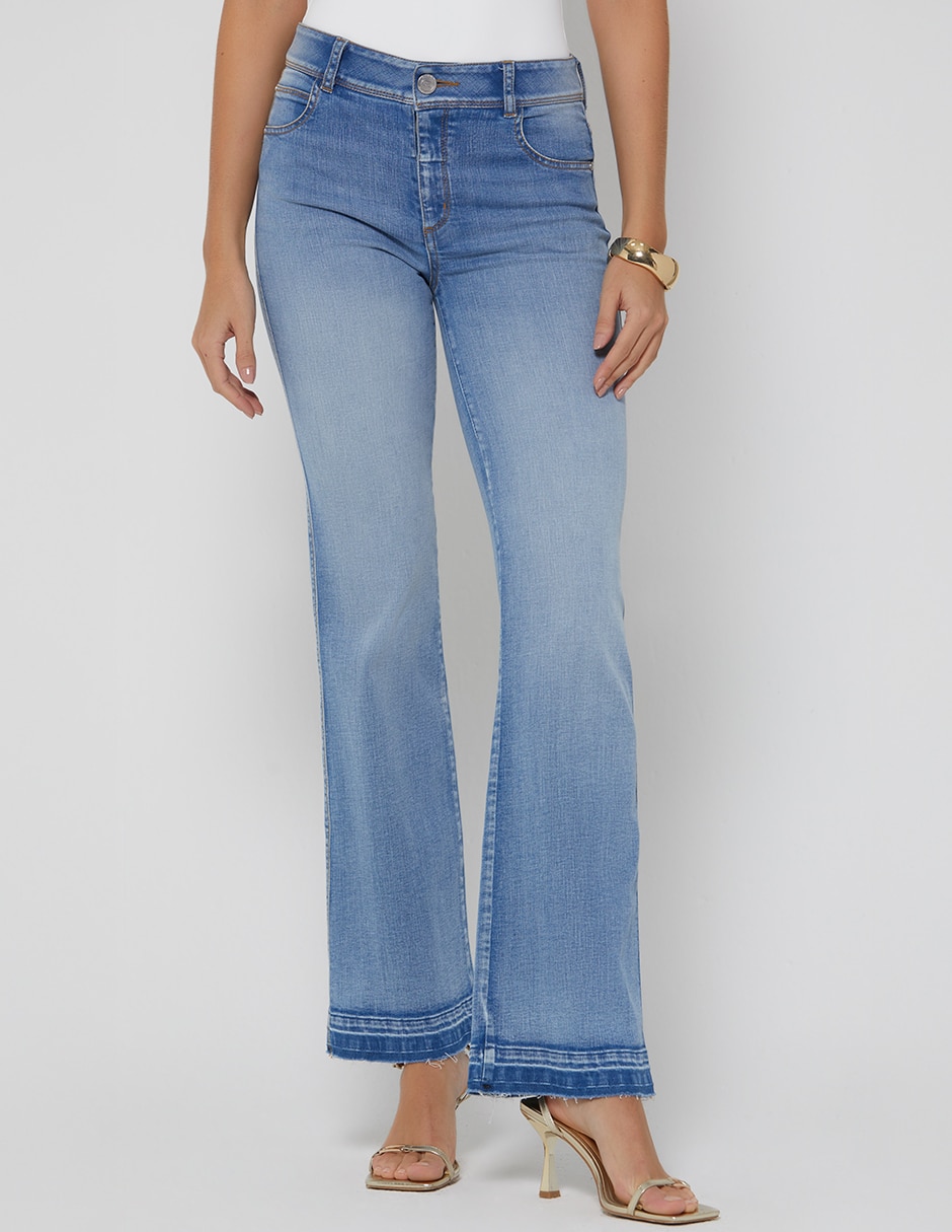 Jeans regular bota cintura studio f indigo akora para mujer