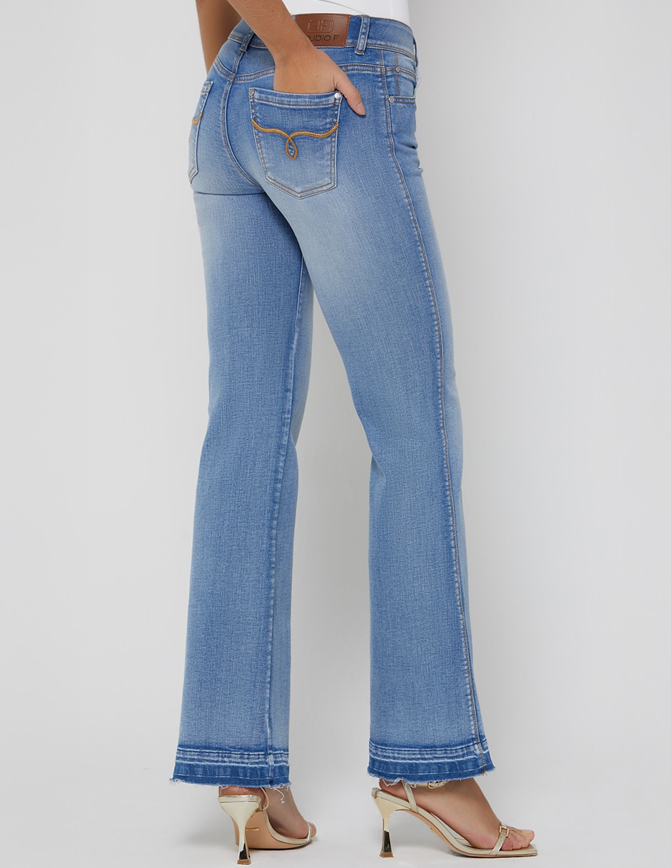 Jeans regular bota cintura studio f indigo akora para mujer