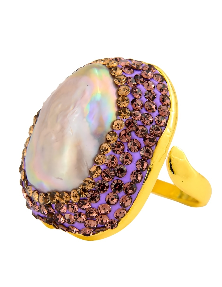 Anillo yoiko irisa de aleación de metal zirconia baño de oro