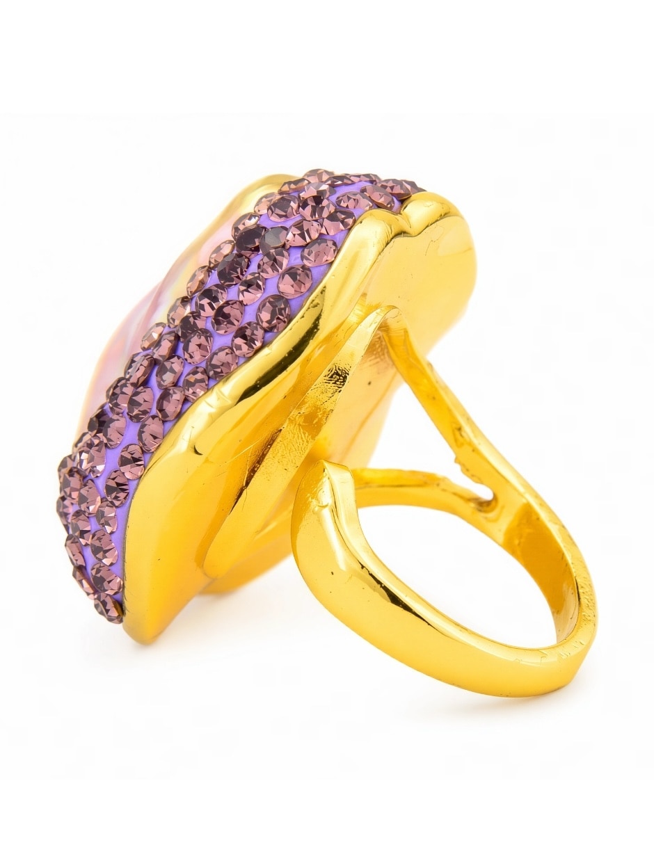 Anillo yoiko irisa de aleación de metal zirconia baño de oro