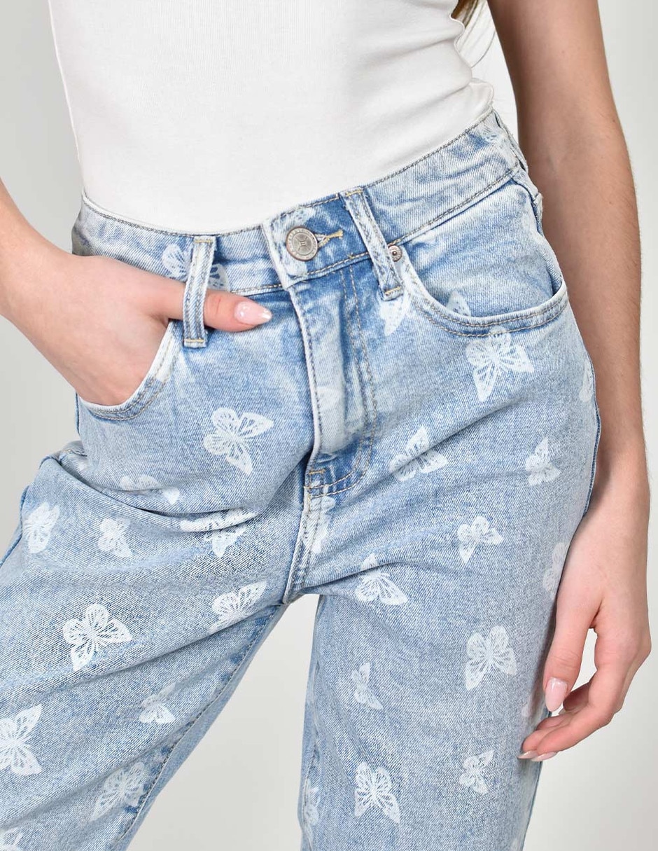 Jeans regular wide leg cintura alta para mujer 3