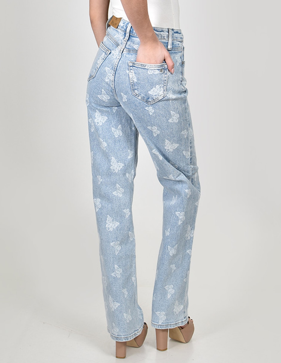 Jeans regular wide leg cintura alta para mujer 5