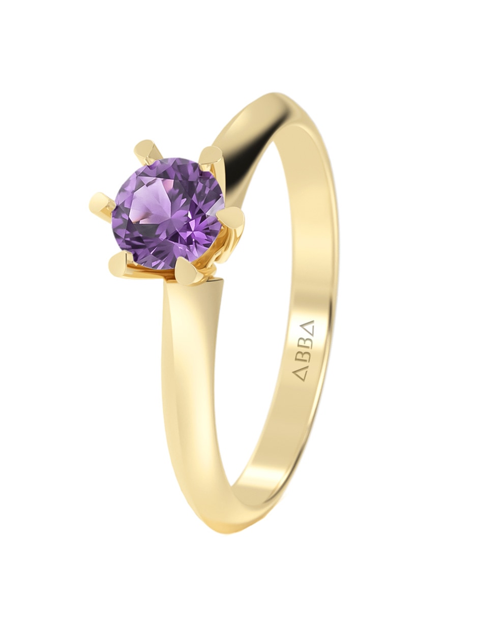 Anillo de compromiso de oro 14 k abba joyas zirconia