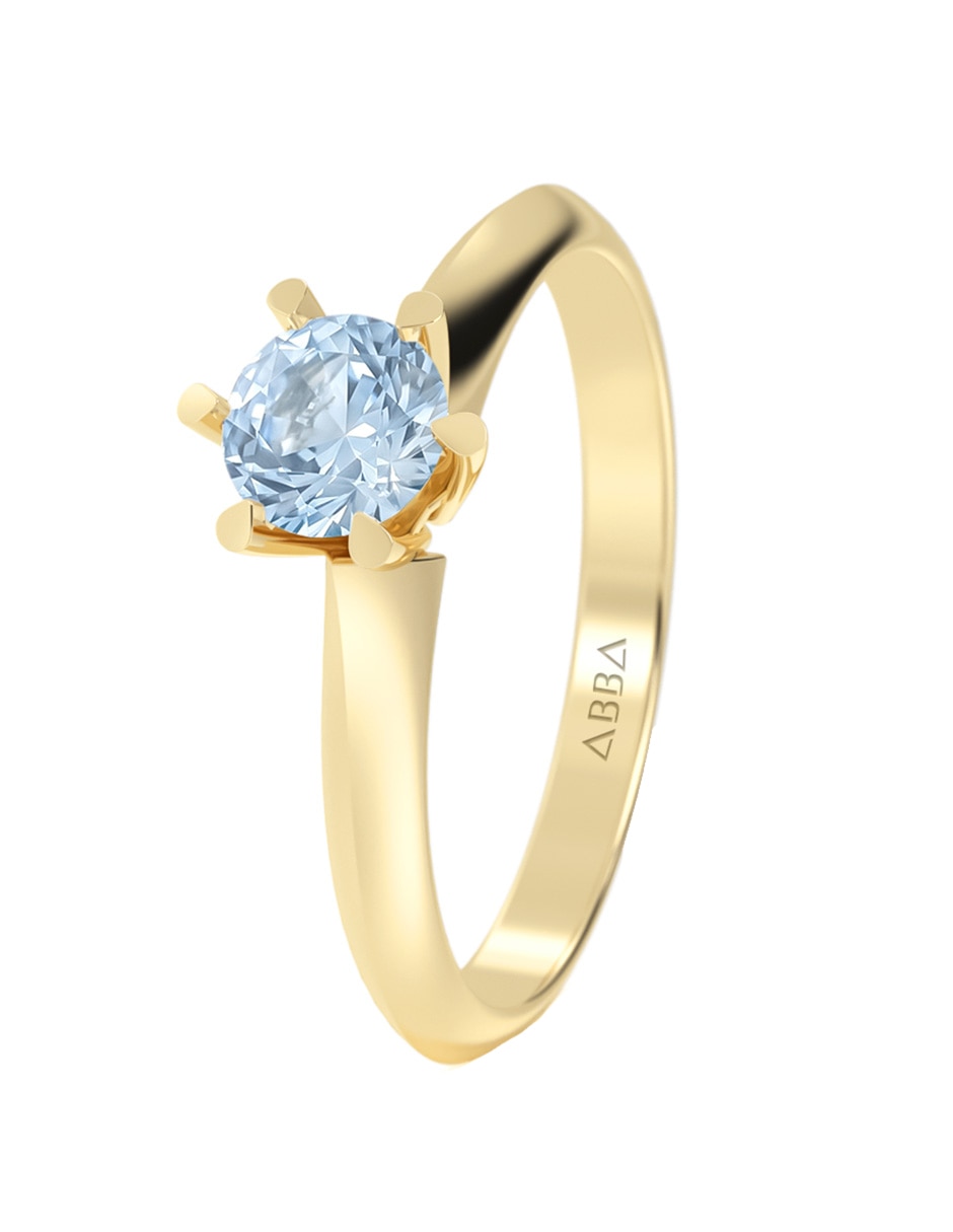 Anillo de compromiso de oro 14 k abba joyas zirconia