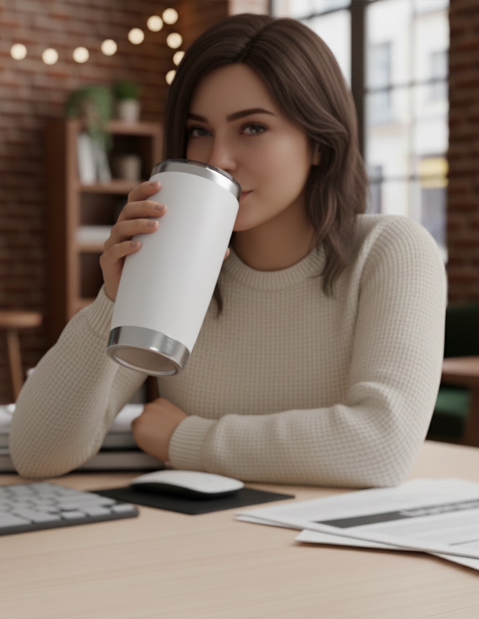 Termo set 25 termos de 20oz giulia blanco con tapa a presión 6