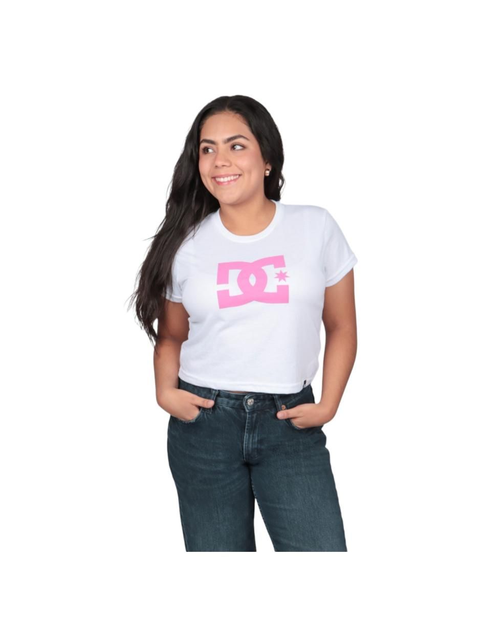 Playera manga corta dc big logo crop cuello redondo para mujer