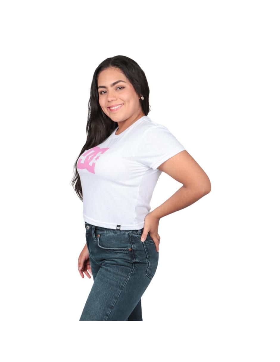 Playera manga corta dc big logo crop cuello redondo para mujer