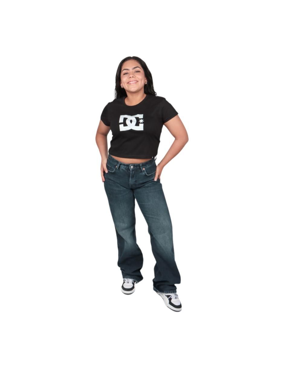Playera manga corta dc big logo crop cuello redondo para mujer