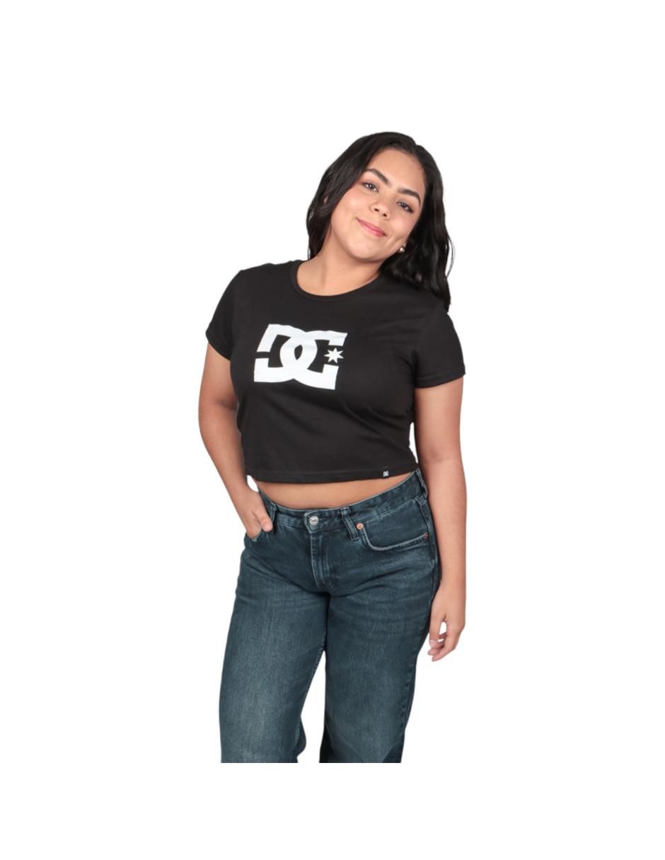 Playera manga corta dc big logo crop cuello redondo para mujer